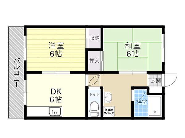 中島中央ビル 301｜大分県大分市中島中央３丁目(賃貸マンション2DK・3階・60.00㎡)の写真 その2