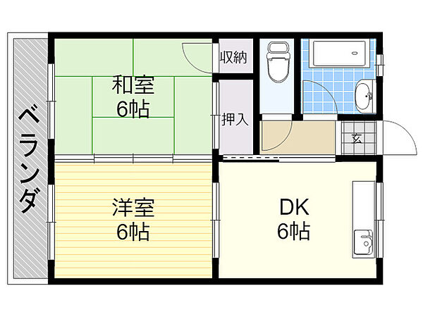 コーポ三田 202｜大分県大分市南春日町(賃貸アパート2DK・2階・37.10㎡)の写真 その2