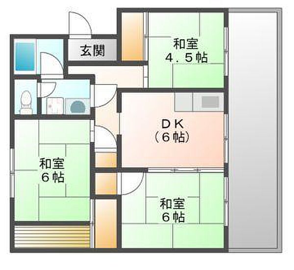 ベルメゾン石田 302｜岡山県岡山市中区平井(賃貸マンション3DK・3階・55.48㎡)の写真 その2