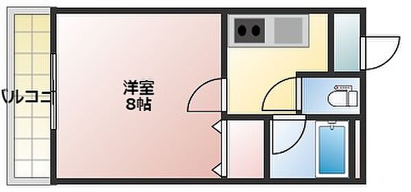 レディースキャステル 102｜岡山県岡山市中区浜1丁目(賃貸マンション1K・1階・23.40㎡)の写真 その2