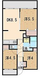 グリーンパーク鳩ヶ谷B棟 3DKの間取図画像