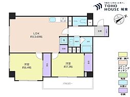 三島ビル中丸町住宅 2LDKの間取図画像