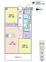 四ツ木パーク・ファミリア 2LDKの間取図画像