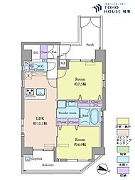 エステムプラザ飯田橋タワーレジデンス 2LDKの間取図画像