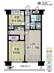 ヴァンヴェール新宿 2LDKの間取図画像