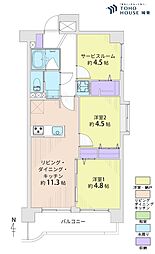 中銀第2城北パークマンシオン 2SLDKの間取図画像