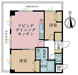 秀和大山レジデンス 2LDKの間取図画像