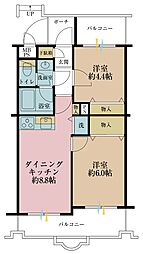 グリーンパーク南綾瀬 2DKの間取図画像