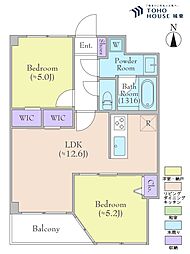 グリーンパーク第11綾瀬 2LDKの間取図画像