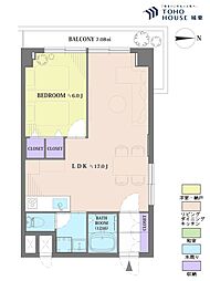 信濃町ハイム 1LDKの間取図画像
