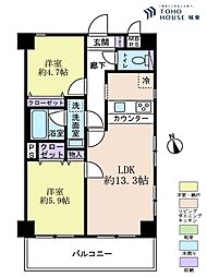 オリンポス四つ木 2LDKの間取図画像