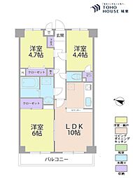 エバーグリーンパレス戸田公園 3LDKの間取図画像