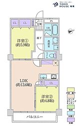 古河ガーデン・マンション 2LDKの間取図画像