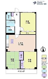 赤羽シティハイツ 3LDKの間取図画像