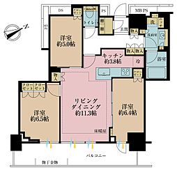 プラウドタワー小岩フロント 31階 3LDKの間取図画像