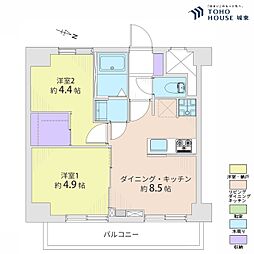 北千住第2ダイヤモンドマンション 2DKの間取図画像