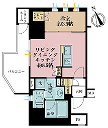 プレミスト金町 1LDKの間取図画像