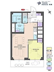 タウンハイツ亀有2号棟 1LDKの間取図画像