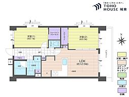 ライオンズマンション中野桃園 2LDKの間取図画像