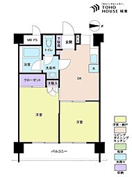 トーア東尾久マンション 2DKの間取図画像