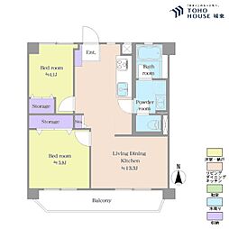 スカイタウン松戸 2LDKの間取図画像