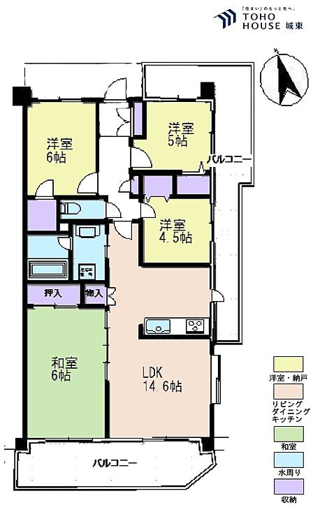 4ＬＤＫ、専有面積80．04平米、バルコニー面積31．9平米