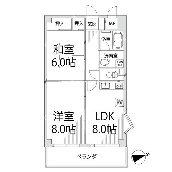 青山NKマンション 207｜兵庫県姫路市青山4丁目(賃貸マンション2LDK・2階・50.40㎡)の写真 その2