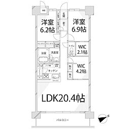 キャッスルコート神田町 2LDKの間取図画像
