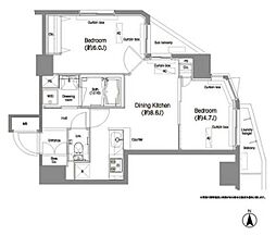 コンフォリア西蒲田 15階2DKの間取り