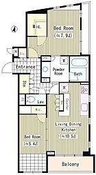 エル・セレーノ南麻布 2階2LDKの間取り