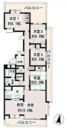パーク・ハイム旗の台 3階4LDKの間取り