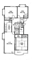 洗足池テラス 3階3LDKの間取り