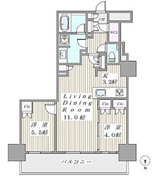 プライムパークス品川シーサイド ザ・タワー 26階2LDKの間取り