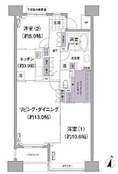 アビティ目黒 3階2LDKの間取り