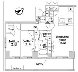 コンフォリア田町 6階2LDKの間取り