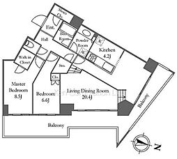 キャピタルマークタワー 24階2SLDKの間取り