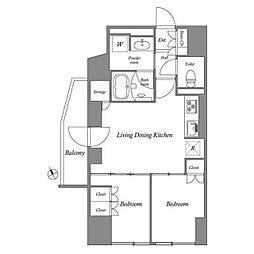 コスモグラシア池田山 14階2LDKの間取り