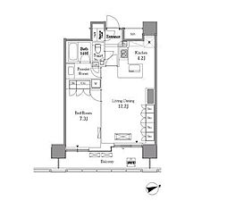レジディアタワー目黒不動前 1LDKの間取図画像