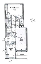 ランドコム恵比寿代官山 2LDKの間取図画像