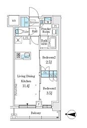J.GRANCourt品川西大井EAST 2LDKの間取図画像