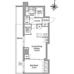 プラネソシエプラス旗の台 1SLDKの間取図画像