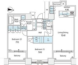 芝浦アイランドケープタワー 2LDKの間取図画像