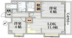 目黒アムフラット 2LDKの間取図画像