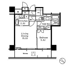 MFPR目黒タワー 1LDKの間取図画像