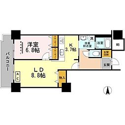 品川シーサイドビュータワー1 1LDKの間取図画像