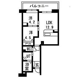 アクティ目黒駅前1号棟 2LDKの間取図画像