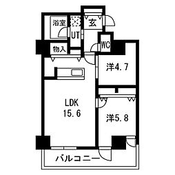 シティコート目黒4号棟 2LDKの間取図画像