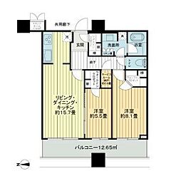 パークタワーグランスカイ 2LDKの間取図画像
