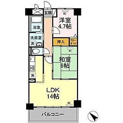 モニュメント・スクウェア壱番館 2LDKの間取図画像