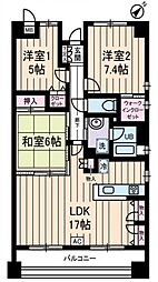 グランデュール千鳥 3LDKの間取図画像